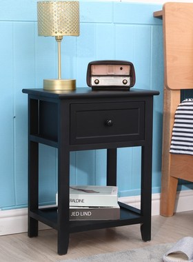 9C黑色实木40床头柜酒店公寓小户型边角收纳置物柜简约简易时尚批