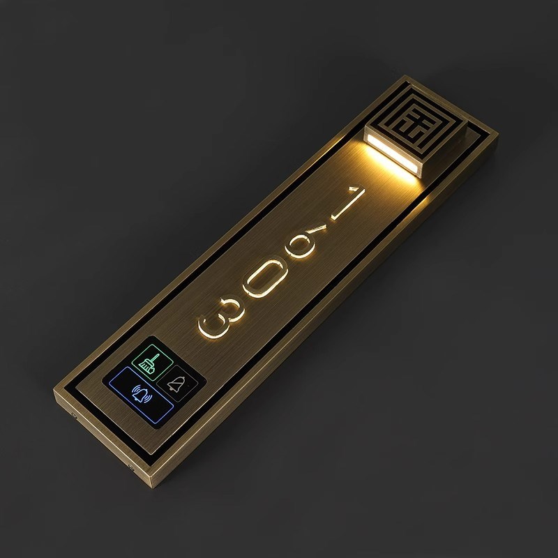 不锈钢酒店发光门牌制作宾馆民宿智能电子门铃客房号码牌制定