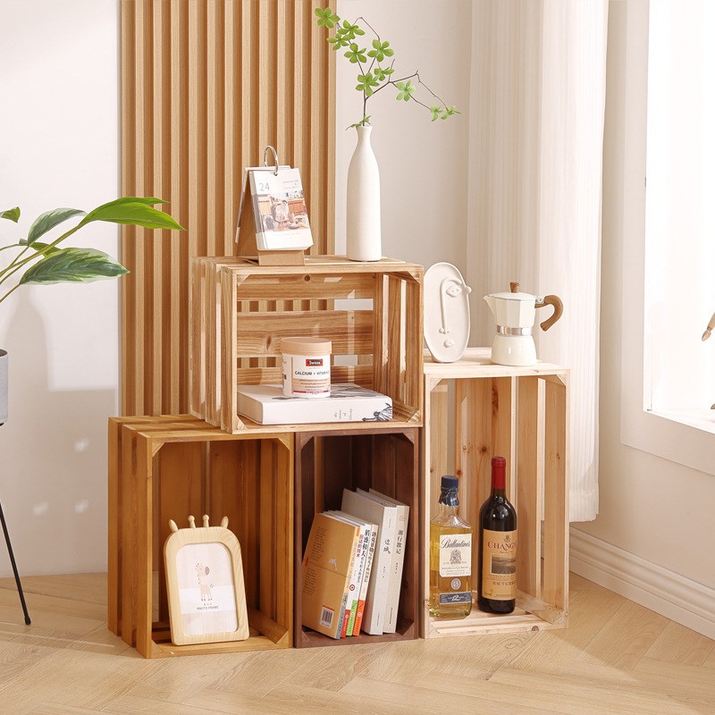 实木收纳箱复古长方形木箱子超市陈列装饰水果箱木条箱木框箱定