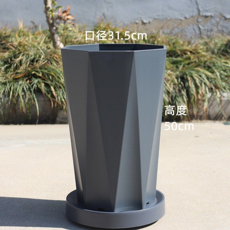 新款加厚高档树脂大花盆厂家直销塑料仿陶瓷公司商场大口径特大号