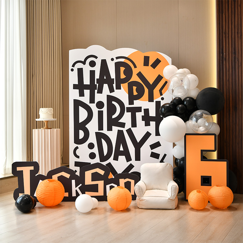 男孩女孩周岁宴生日装饰场景布置6岁网红K派对k板背景墙气球酒店