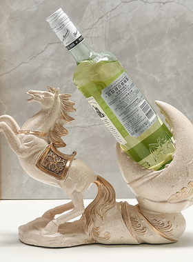 马摆件招a财马上有钳钱红酒架新中式酒柜装饰品客厅家居乔迁礼物