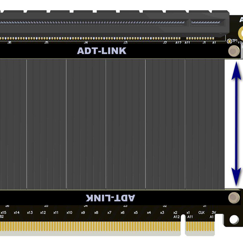 ADT 显卡延长线 PCIE 4.0x16 适配ATX电脑机箱 显卡90度软排线