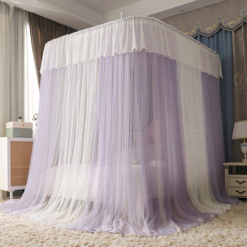 2023夏季新款铝合金导轨蚊帐公主风双层纱家用卧室U型轨道纹帐