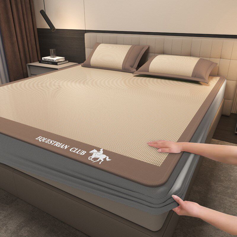 2025新款冰丝提花冰丝席夏季轻奢刺绣单双人宿舍软席实体直播跨境