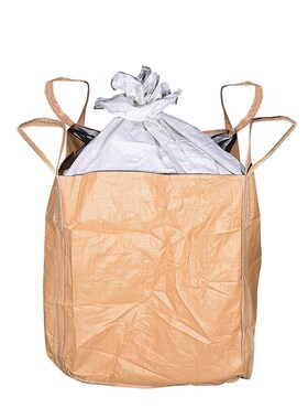 黄色方形吨袋带盖布扎口 PP集装袋吊装蛇皮袋 1T吨太空袋编织袋