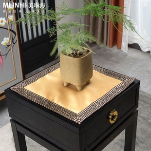 新中式花架垫置物架盖布角几垫方B几垫炕几垫绸缎布艺花盆架防尘