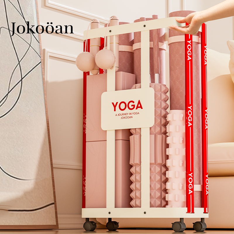 运动器材收纳层架瑜珈垫健u身器材收纳筐夹缝家用带轮运动工具置