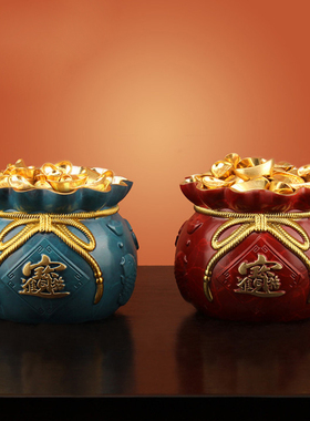 纯铜百聚财米缸招财聚宝盆摆件办B公室礼品玄关工艺品装饰黄铜缸