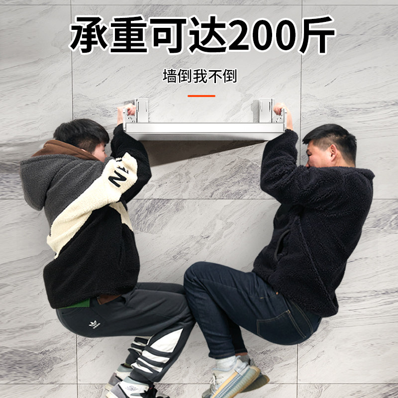304不锈钢微波炉架子置物架壁挂式厨房墙上免打T孔挂烤箱收纳支架