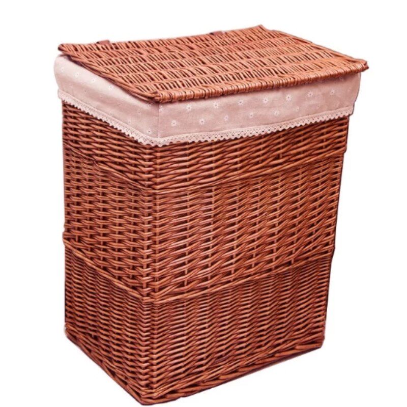 有盖藤编藤篮柳编收纳p框藤筐带盖洗衣篓篮筐竹篮藤箱脏衣蓝洗衣