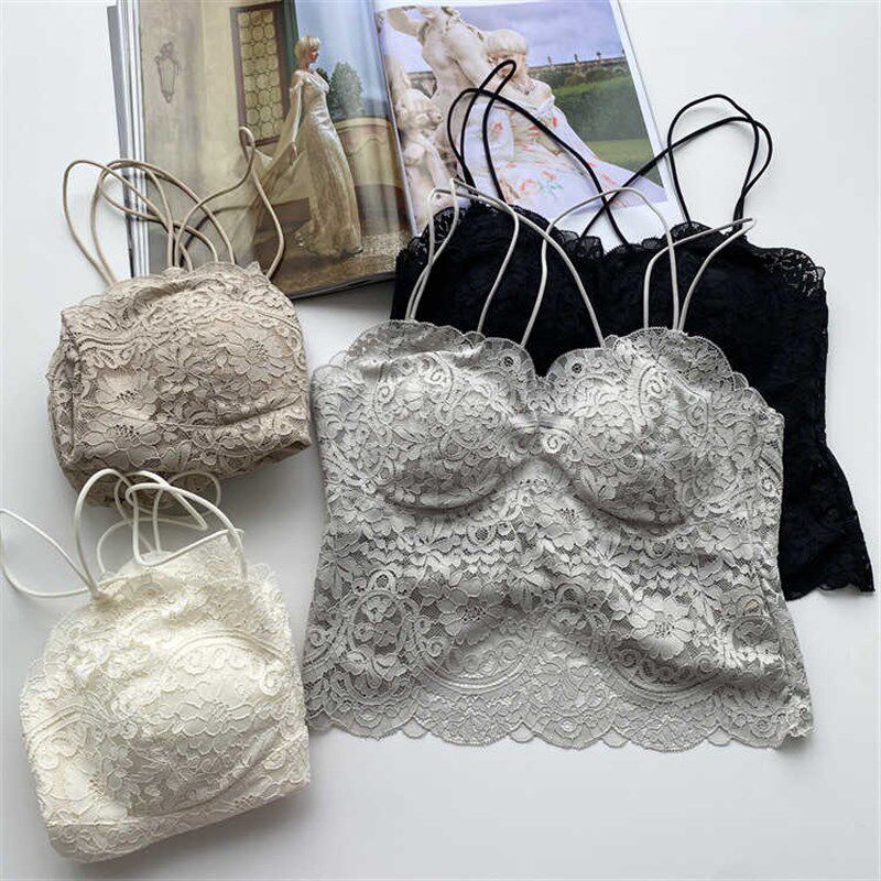 法式蕾丝防走光细带美背打底背心内搭外穿无钢圈带胸垫吊带内衣女