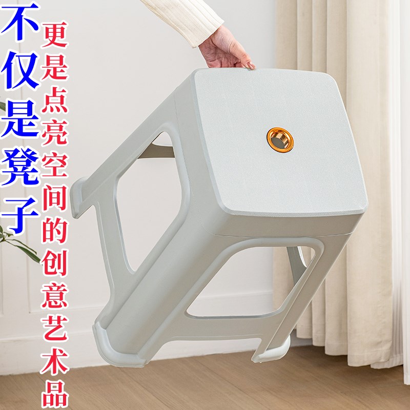 欧式熟胶塑料凳子家用加厚成人椅子高凳现代简约餐桌椅客厅方凳