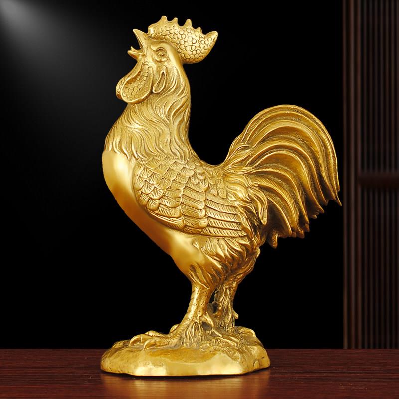 铜公鸡摆件黄铜金鸡纯铜大公鸡圆底铜鸡西方缺角补角吉祥物工艺礼图片