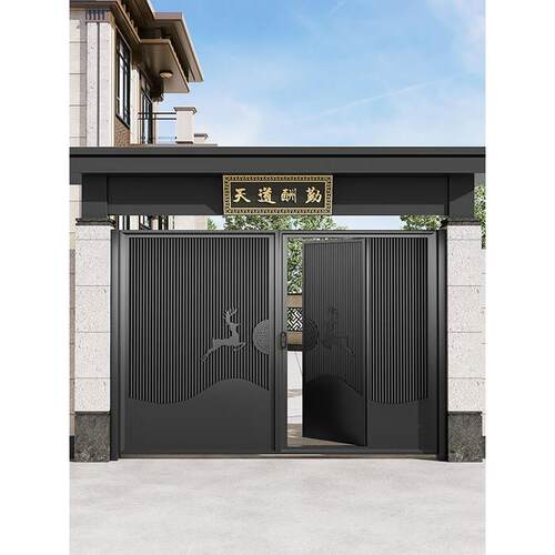 中式大门镀锌铁别墅庭院单双开门铝合金庭院门