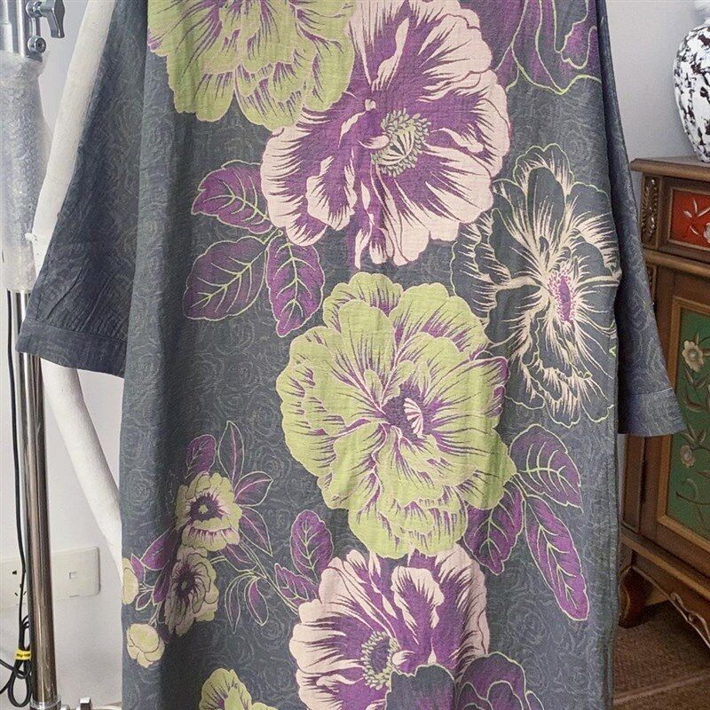 古匠灰牡丹双面花边纯绵双层纱高端连衣裙双面穿睡裙家居服