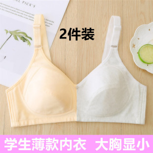 透气 薄款 高中生少女内衣女初中学生大胸显小95大码 文胸无钢圈夏季
