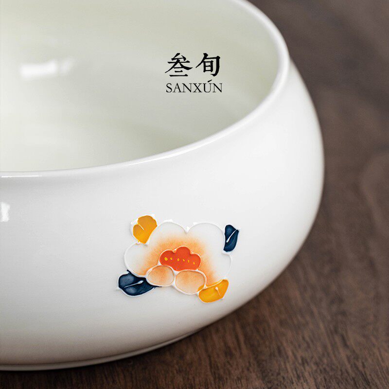 叁旬 馨香满园h大茶洗陶瓷功夫茶具配件笔洗家用茶杯碗茶渣缸水盂