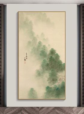 新中式潇湘八景玄关装饰画客厅入户画H中餐厅挂画茶室屏风隔断挂