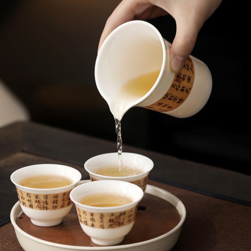 2024新d款陶瓷羊脂玉盖碗茶杯功夫茶具套装家用高档功夫茶具