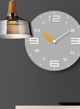 2024家用时尚钟表挂p钟客厅时钟挂墙灰色现代简约挂表免打孔石英