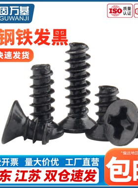 铁发黑十字平头平尾自攻螺丝钉KB沉头平尾电子小螺钉M1.4M2M3M4M5