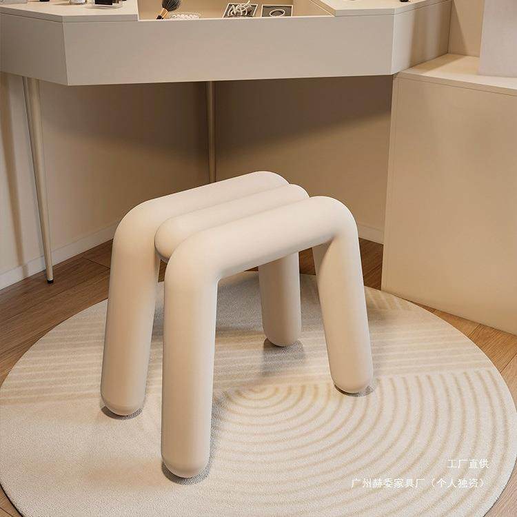 网红奶油风化妆台小凳子卧室梳妆椅现代简约设计师轻奢感法式