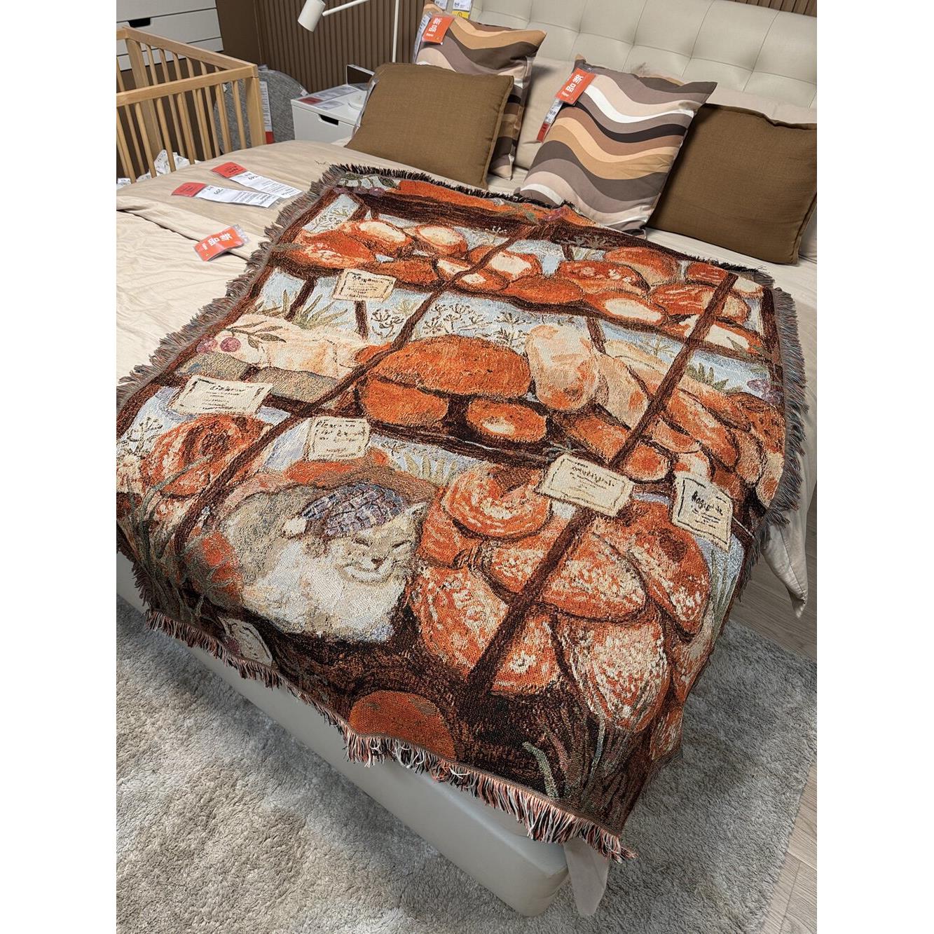 小猫和面团包在插画博客线毯多功能沙发毯房间装饰挂毯相框1公斤