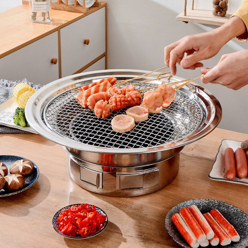 韩式圆形烧烤炉户外防风s木炭烤肉炉炭火锅烤肉盘炭火碳烤炉烧烤