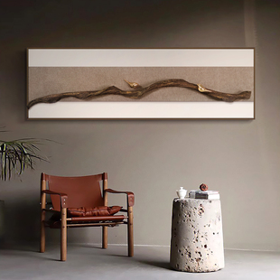 新中式茶室背景墙装饰挂画包厢客厅办公室花鸟Q实物横幅装饰画书