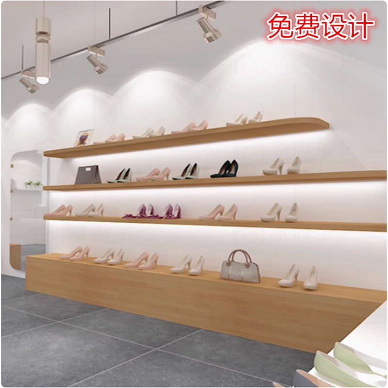 鞋架展示架服装店上墙壁挂包包置物架店铺商用童鞋店货架一字隔板