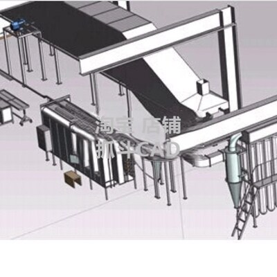 大型粉末喷涂系统流水线设备图纸3D模型设备ug设计方案说5678
