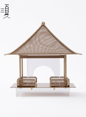 新中式金b属亭台摆设客厅玄关柜条案亭子陈设饰品书房桌面软装摆