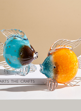 创意琉璃鱼c装饰品摆件轻奢高档玄关客厅电视柜酒柜家居摆设高级