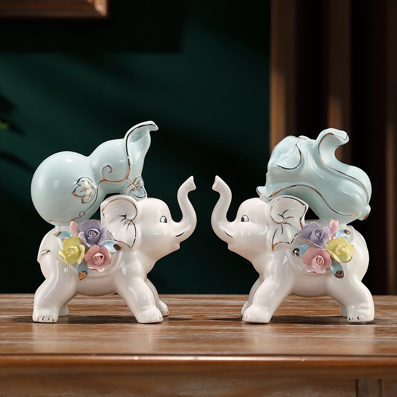 陶瓷葫芦白菜象招财摆q件家居客厅电视柜酒柜办公室摆设创意工艺