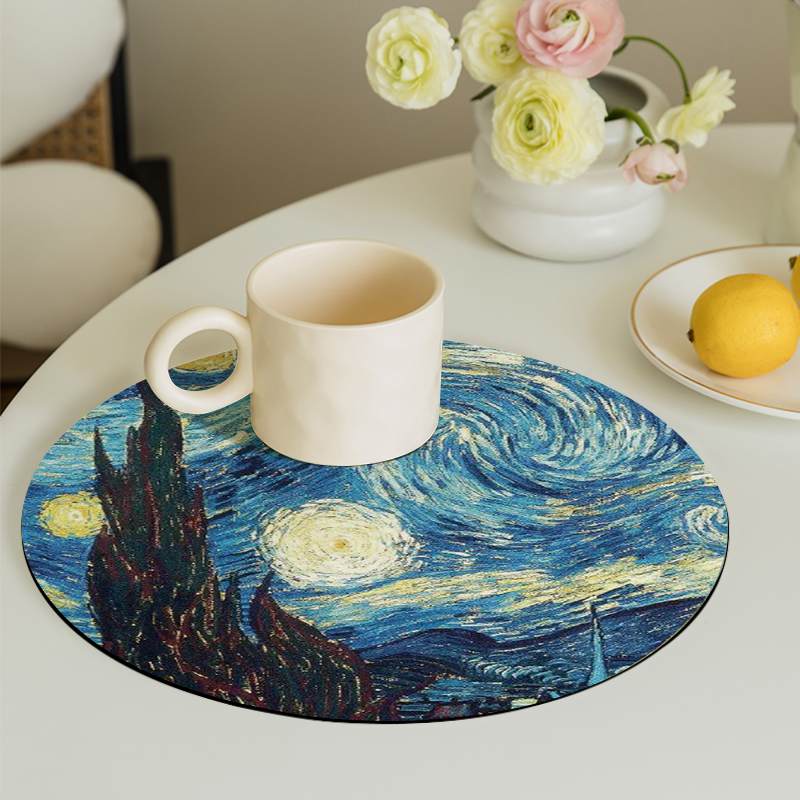 is风北欧油画高级感家t用隔热餐垫防水防油防烫杯垫餐盘垫碗垫