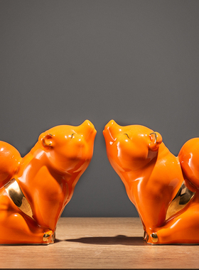 猪柿茶室茶台禅意摆件家居客厅酒柜角几新中V式工艺装饰品