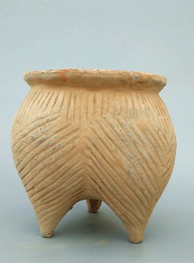 仿古陶器摆件 陶鬲 古典中式工z艺品 宾馆酒店装饰摆件 新石器红