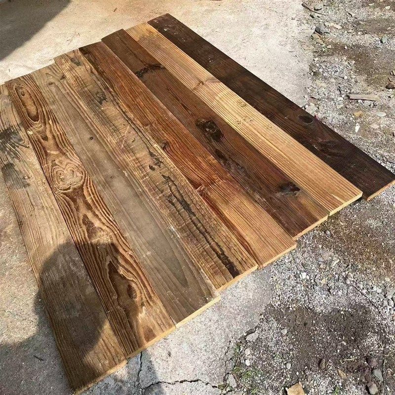 老木板旧木板原色纯实木墙板名宿门面I做旧装饰板松木板饰面吊顶