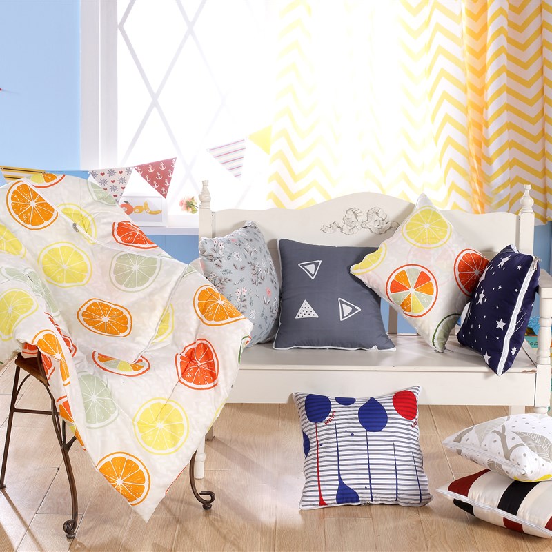 大号绗缝抱枕被子两用折叠卡通空调被办公M室腰汽车靠垫被午睡枕