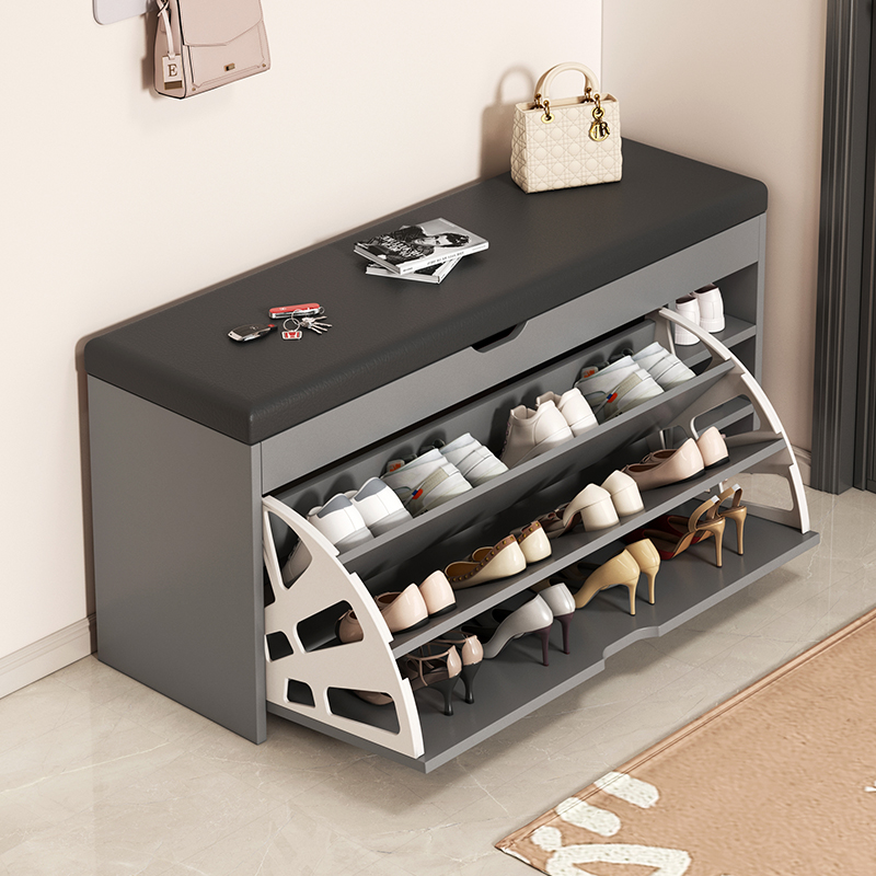 换鞋凳家用门口可坐鞋架坐凳一体简易多层翻斗入户进门鞋柜室内