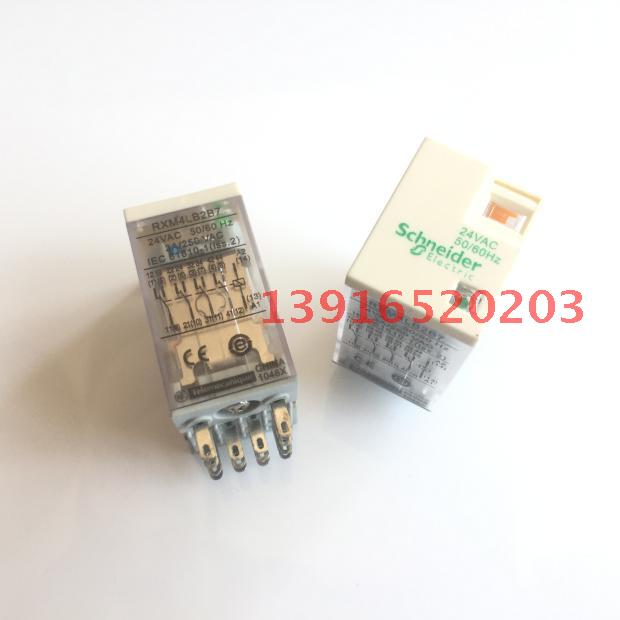 小型继电器RXM4LB2B7 24VAC 中间继电器14脚 带灯AC24V 3A