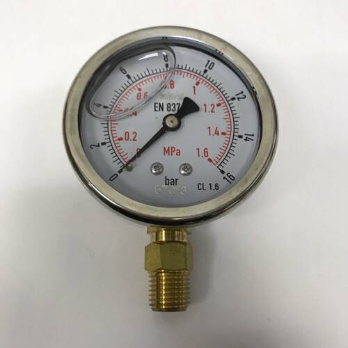 耐震压力表YN63 NPT1/4接口 压力0-1.6MPa 抗震等级2.5级 直径63