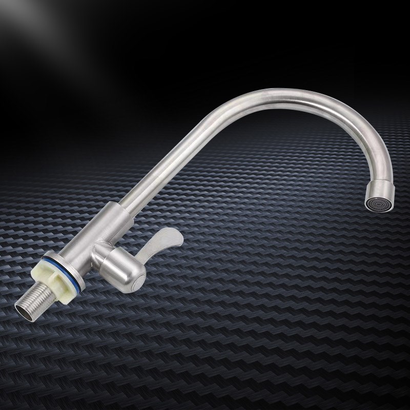 304不锈钢厨房冷热水龙头立式单冷家用洗菜盆轴承滚珠旋转龙头