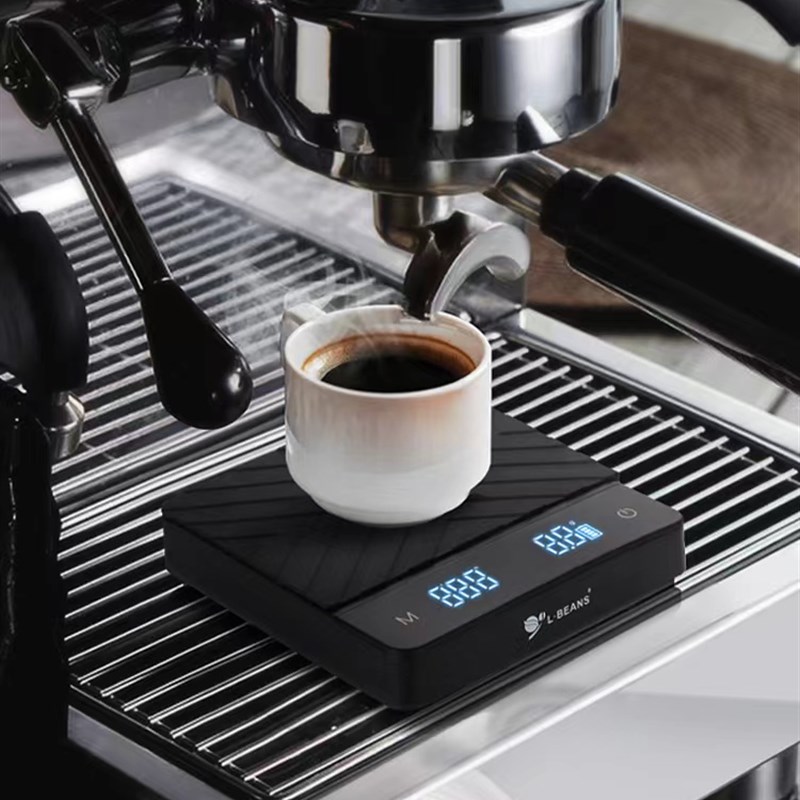 L-EASd 黑精灵意式手冲咖啡壶秤 咖啡电子秤家用咖啡豆称重计时
