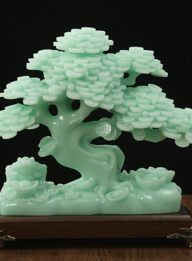 玉石发财树摆件招财金蟾s摇钱树客厅玄关家居装饰品店铺开业礼品