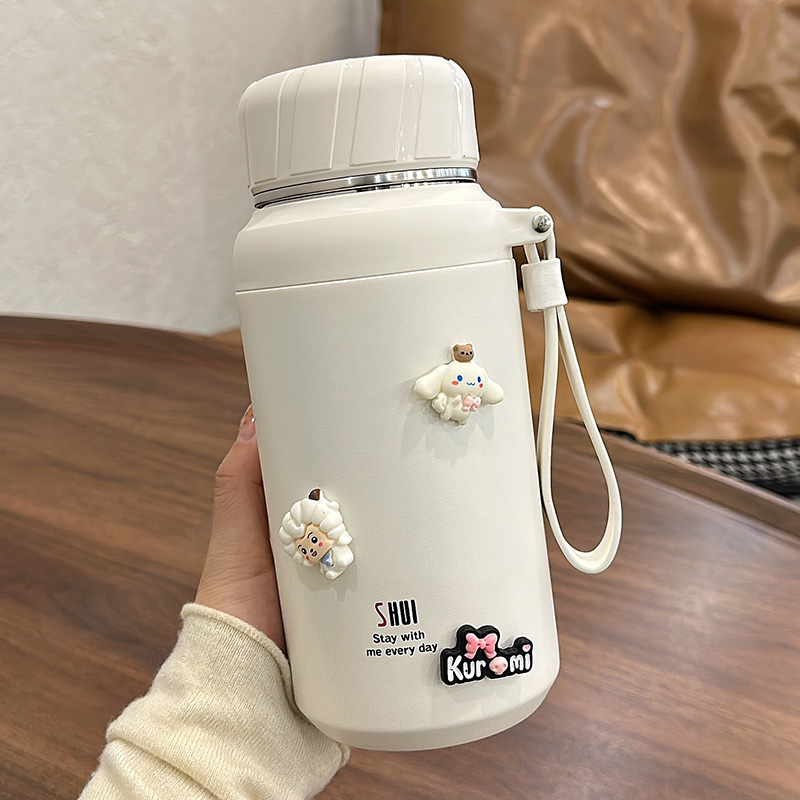 保温杯男款大容量水杯女新款2023E不锈钢带茶隔泡茶杯子学生便携