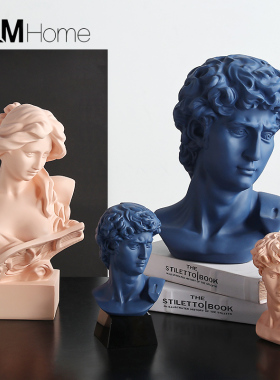 北欧莫兰迪色人物l雕塑摆件艺术石膏头像样板房间装饰品工艺品