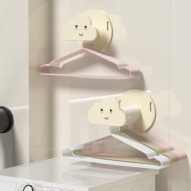 家用免打孔衣架收纳层架阳台晾衣架收纳神器可O伸缩挂架免钉衣架