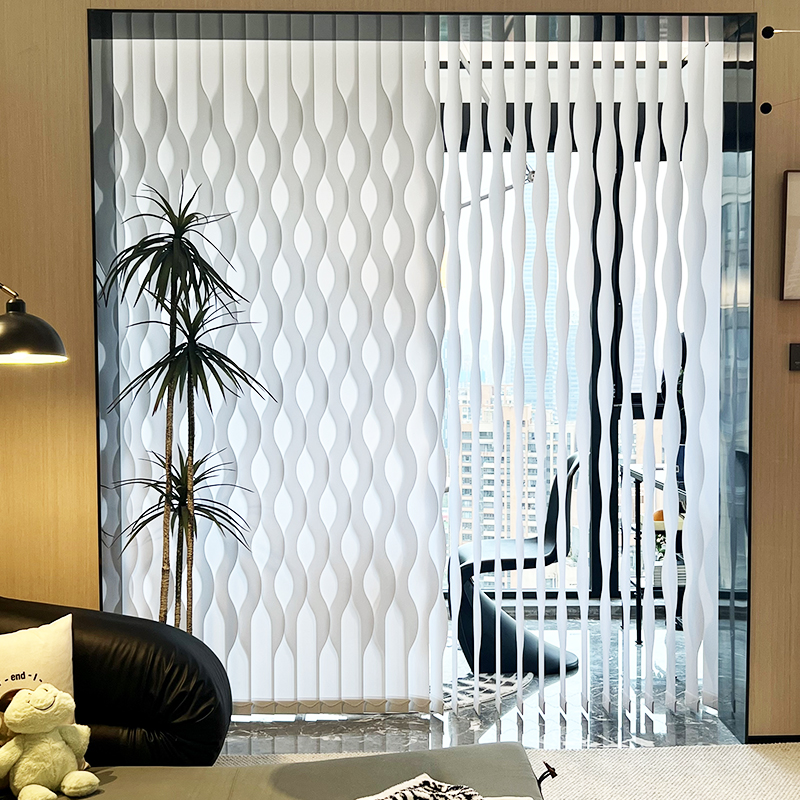 高端梦幻帘竖百叶窗帘手动水波帘客厅落地窗波纹帘垂直Z网红瀑布